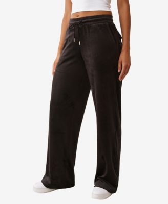 Women's Crystal Velour Straight Leg Pants
