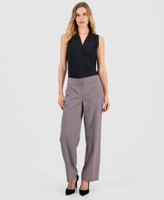 Kasper - Women's Houndstooth Wide-Leg Pants