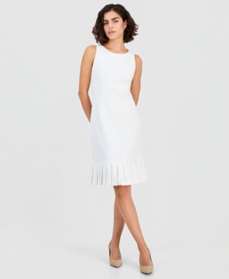 Women's Stretch-Crepe Pleat-Hem Sheath Dress, Regular & Petite 