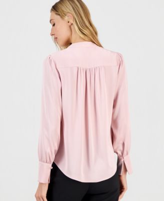 Women's Textured Satin V-Neck Blouse