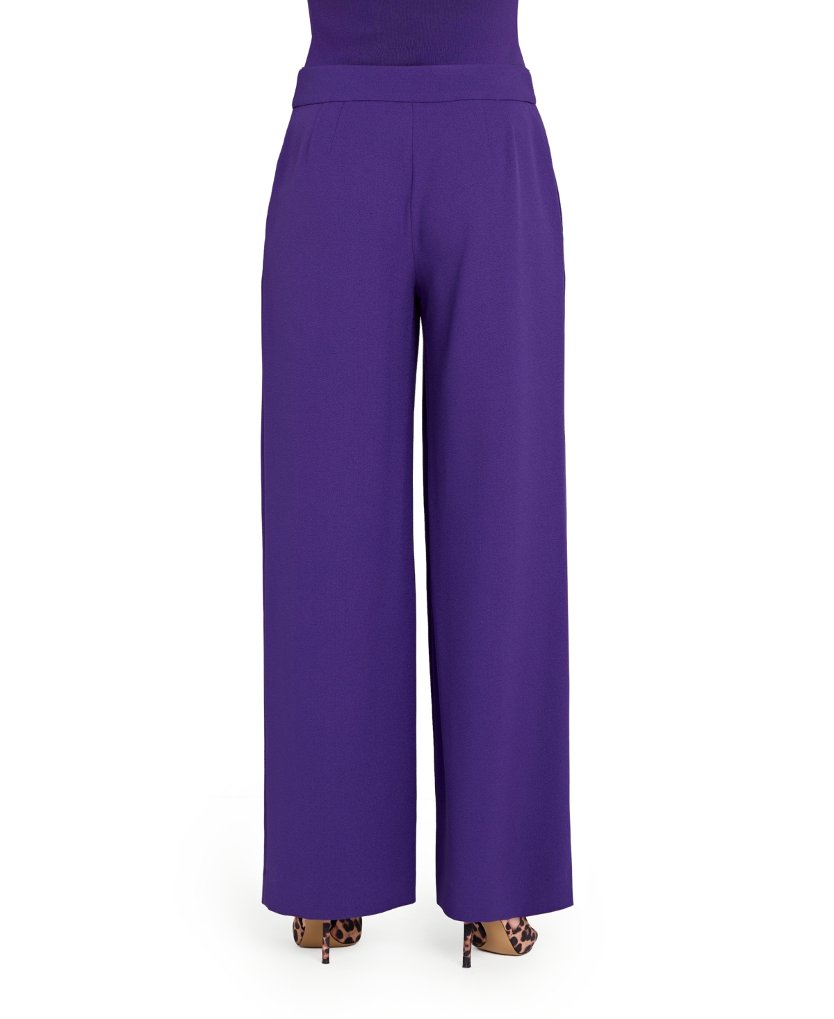Tahari Asl Petite Clean-waist Wide-leg Pants In Purple