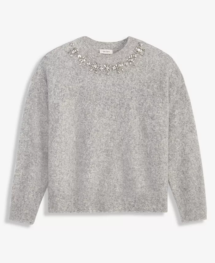 Women's Embellished Brushed Pullover Sweater - thumbnail 8