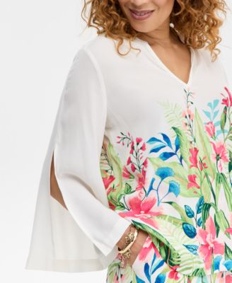Women's Floral V-Neck Top, Macy's Exclusive