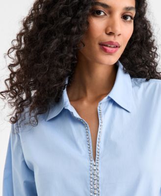Women's Solid Embellished Popover Top, Macy's Exclusive