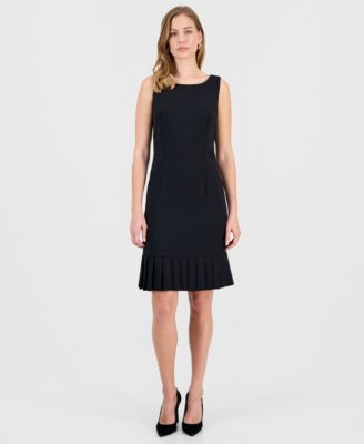 Kasper - Women's Stretch-Crepe Pleat-Hem Sheath Dress