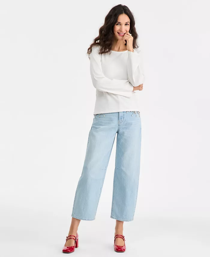 Women's Knit Boat-Neck Bell-Sleeve Top - thumbnail 3