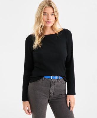 On 34th - Women's Knit Boat-Neck Bell-Sleeve Top