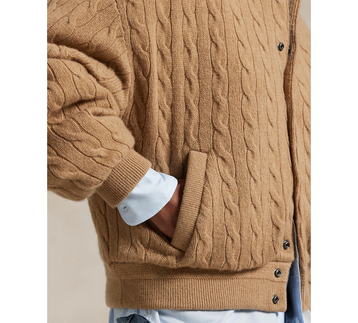 Polo Ralph Lauren Braided Bomber Jacket In Brown