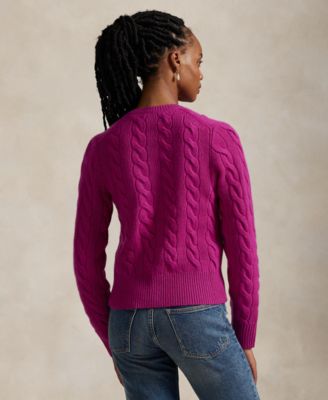 Women's Cable-Knit Wool-Cashmere Cardigan Sweater
