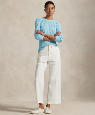 Women's Cable-Knit Cotton Crewneck Sweater