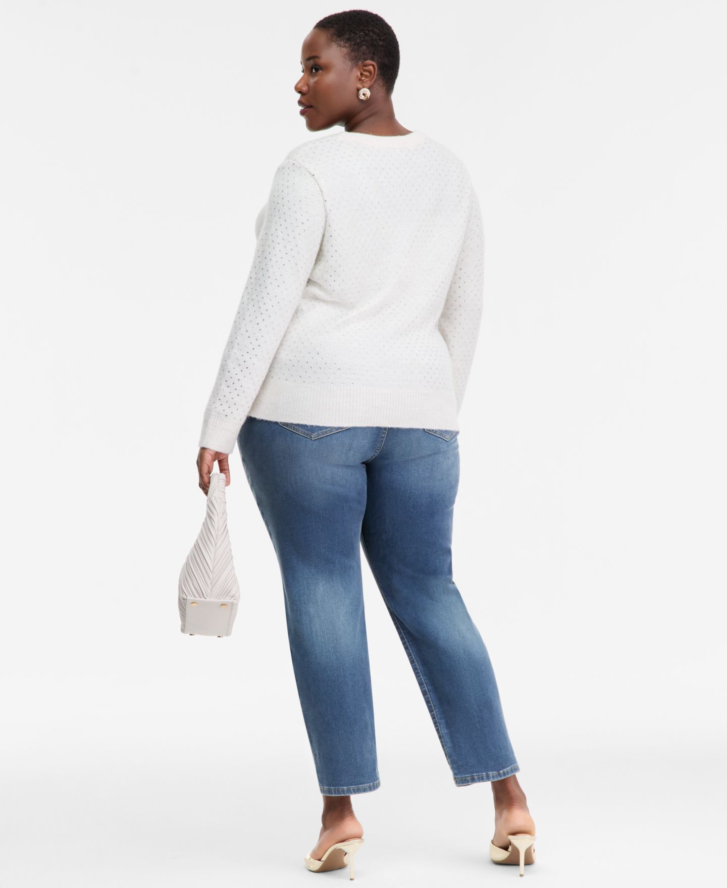 Женские джинсы I.N.C. International Concepts Plus Size Slim Tech Rolled-Cuff Boyfriend, цвет: Средний индиго — фото 6
