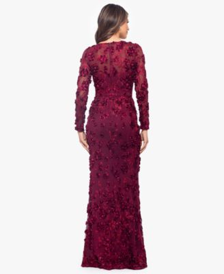 Women's Long Sleeve Rose Flower Dress