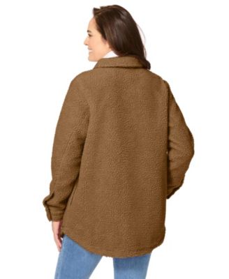 Plus Size Berber Button-Front Jacket