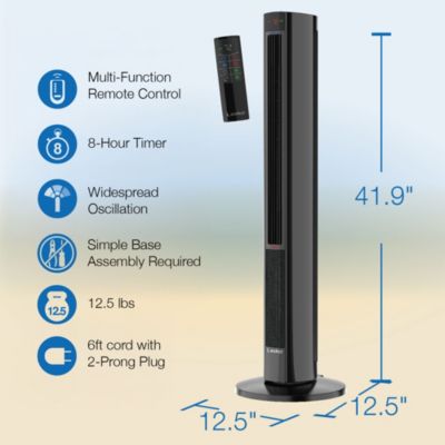 1500W Oscillating All Season Tower Fan and Space Heater w/Timer and Remote