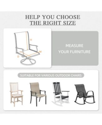 Outdoor High-Back Dining Chair Cushion Set with Ties and Zipper, Set of 2, 37"x20"x2.8".