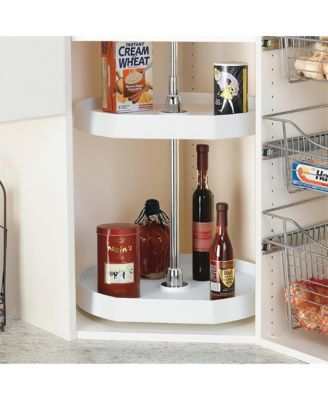 20" Lazy Susan D-Shaped Cabinet Polymer Two-Tier, White, 7012-20-11-52