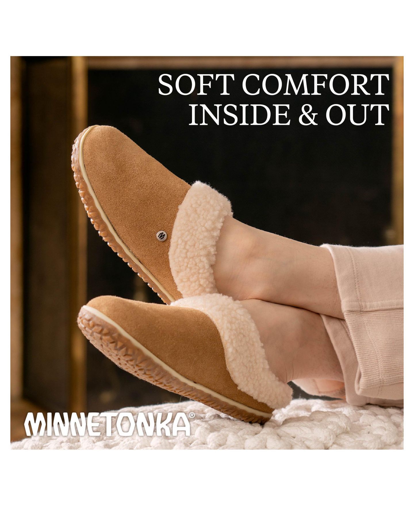Женские тапочки Minnetonka Spruce Suede Berber Lined Slippers, цвет: Коричный — фото 2