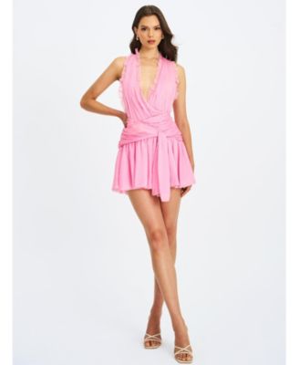 Women's Odelle Tulip Pink Crinkle Chiffon Wrap Dress
