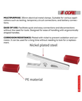 5Core Alligator Clips Electrical Metal Battery Jumper Clamps nsulated Gator Clip