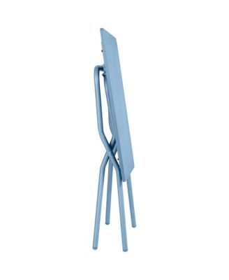 Balcony II Colorblock Steel Square Folding Outdoor Patio Table, Sky Blue