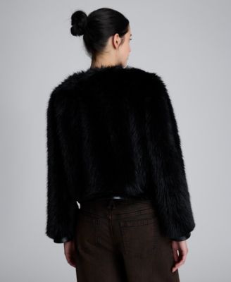 Women's Contrast Pocket Faux Fur Jacket