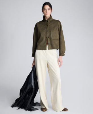 Women's Faux Suede High Rise Hollywood Waist Wide Pants