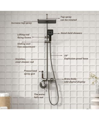 Smart Shower Faucet Set with Digital Display ,Thermostatic Piano Key Shower Combo Set