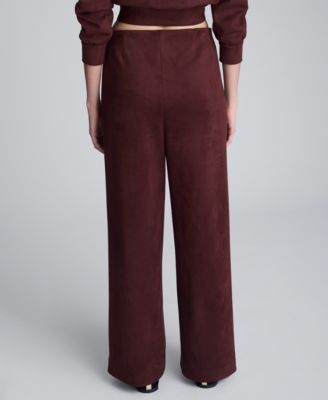 Women's Faux Suede High Rise Hollywood Waist Wide Pants