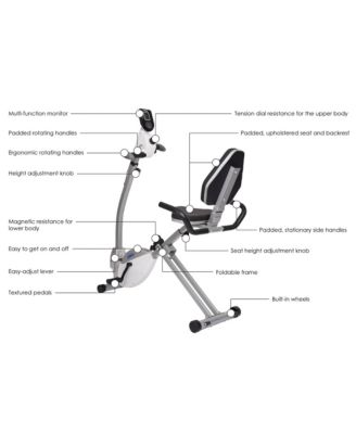 Recumbent Indoor Cardio Exercise Bike with Upper Body Exerciser