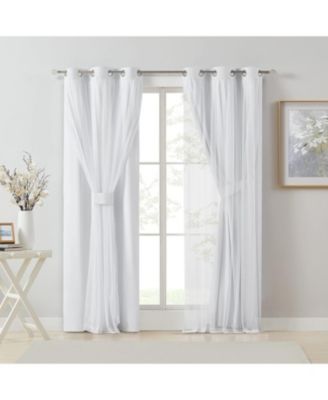 Basic Elegance 2 Pack Double Layered Hotel Chic Sheer Light Defusing Curtains - 38 in. W x 63 in. L