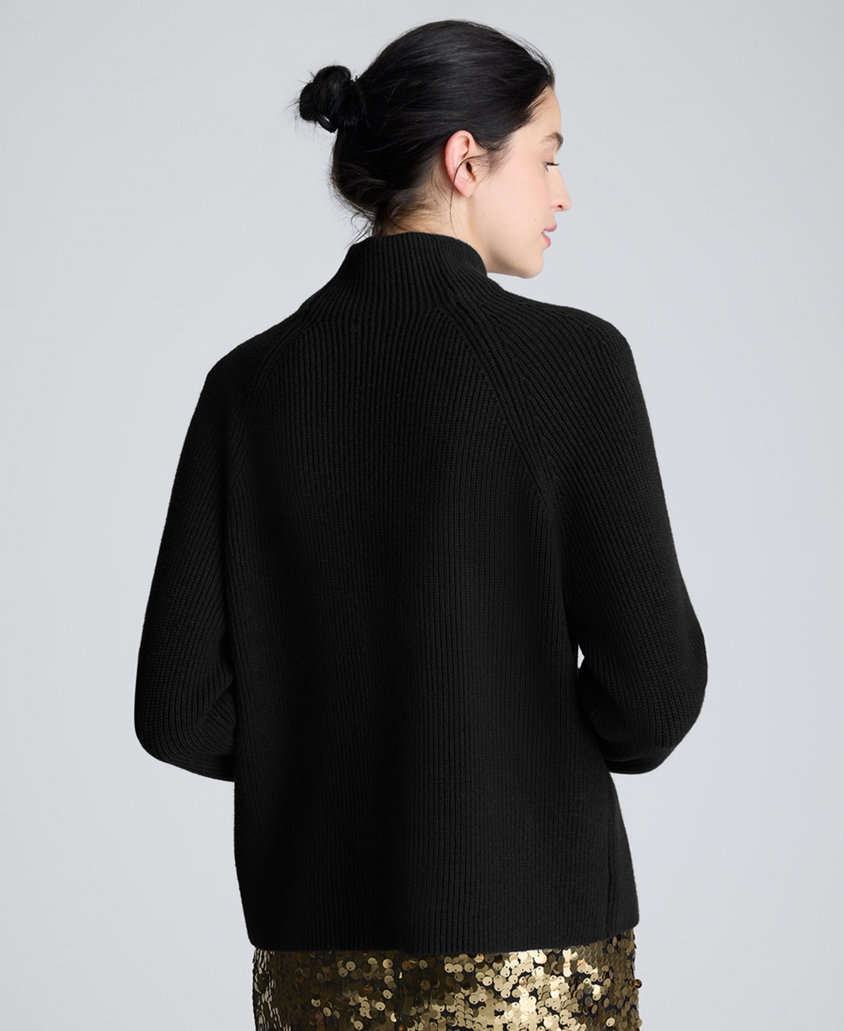 Kenneth Cole Raglan Sleeve Funnel Neck Sweater In Black