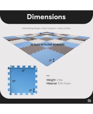 36 Tile Thick Interlocking Puzzle Foam Exercise Play Mat