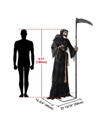 Halloween Grim Reaper 6FT Animated with Scythe Motion Activated AC 100V-240V Yard Haunted House Decor 2025