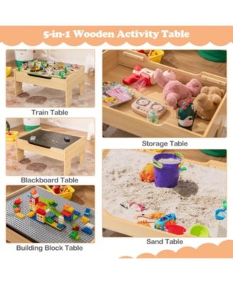 Boys All-in-One Activity Table with Reversible Blackboard & Map Tabletop