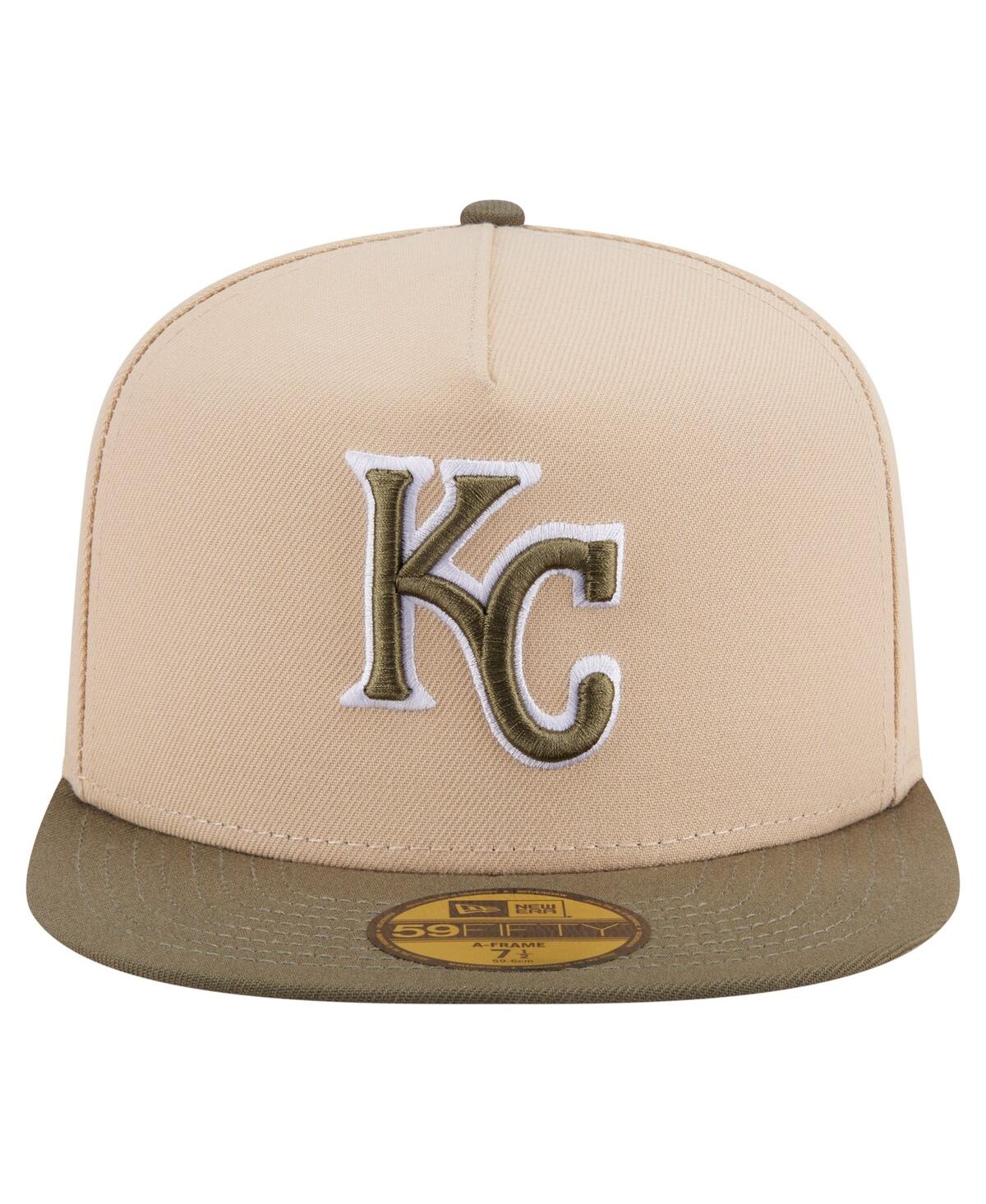 New Era Men's Light Beige/olive Kansas City Royals Two-tone Color Pack A-frame 59fifty Fitted Hat In Brown