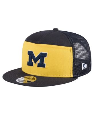 New Era - Men's Black/Maize Michigan Wolverines Outdoor Wide Panel 9FIFTY Snapback Trucker Hat