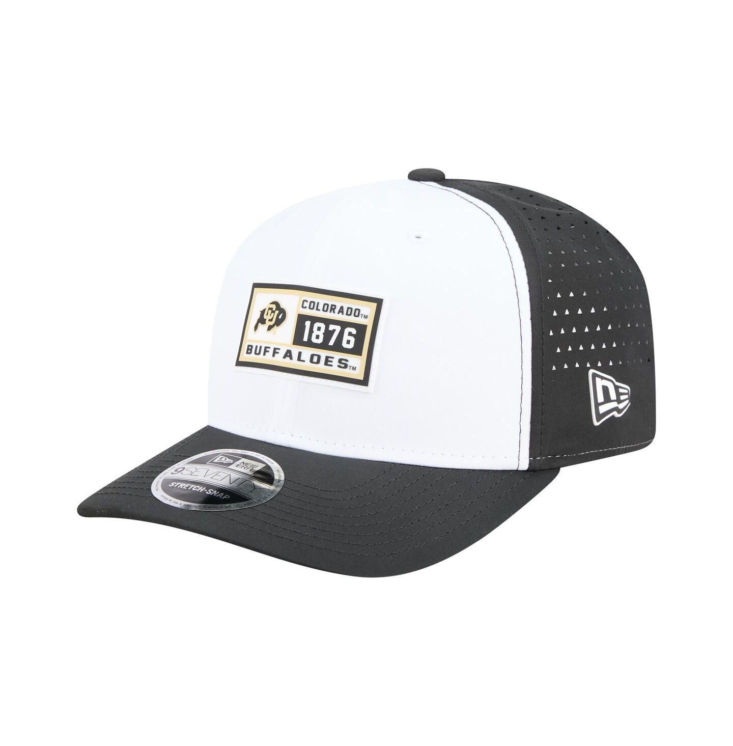 Мужская кепка New Era White/Black Colorado Buffaloes Perforated Patched 9SEVENTY Adjustable Hat — фото 1