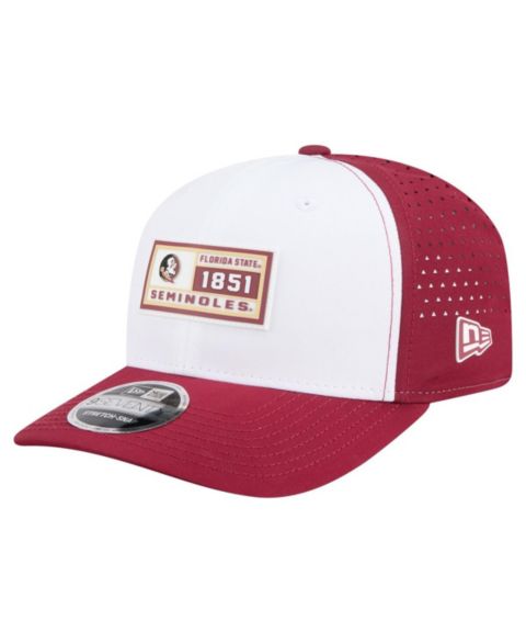 Мужская кепка New Era White/Garnet Florida State Seminoles Perforated Patched 9SEVENTY Adjustable Hat