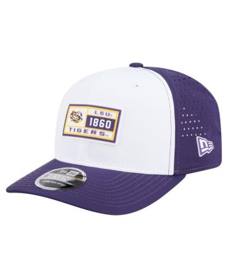 New Era - Men's White/Purple LSU Tigers Perforated Patched 9SEVENTY Adjustable Hat
