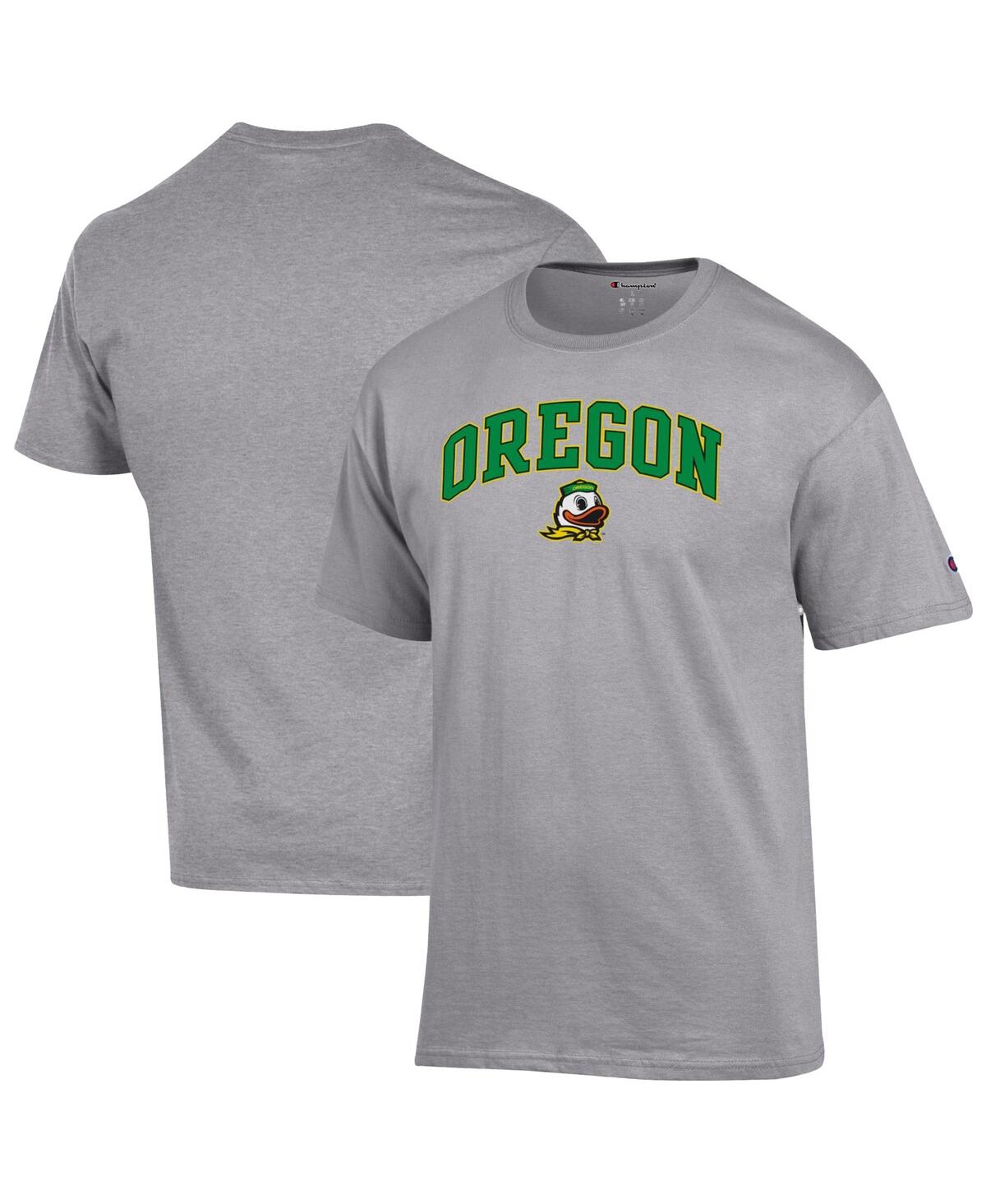 Champion Men's Green Oregon Ducks Arch Over Logo T-Shirt - Heather Gray