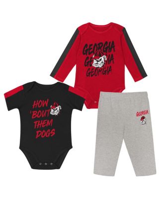 Outerstuff - Baby Boys and Girls Red/Black Georgia Bulldogs Double Down Bodysuit and Pants 3-Piece Set