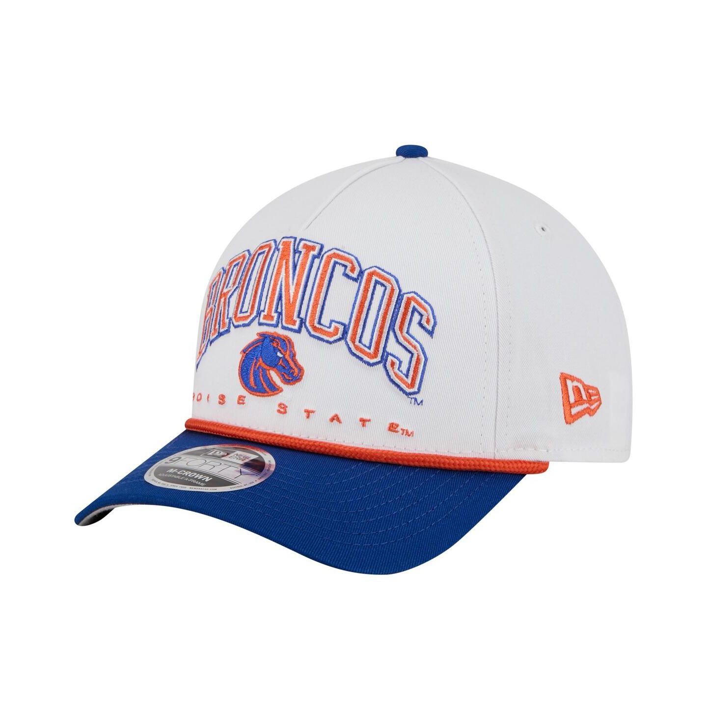 Мужская кепка New Era White/Royal Boise State Broncos Arch Two-Tone Rope 9FORTY A-Frame M-Crown Adjustable Hat — фото 1