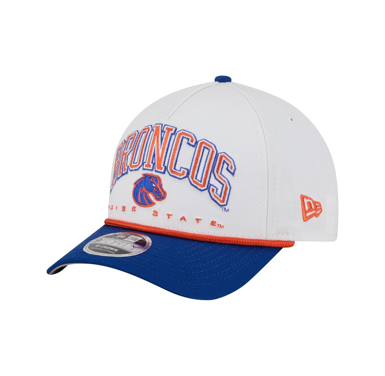 Men's White/Royal Boise State Broncos Arch Two-Tone Rope 9FORTY A-Frame M-Crown Adjustable Hat