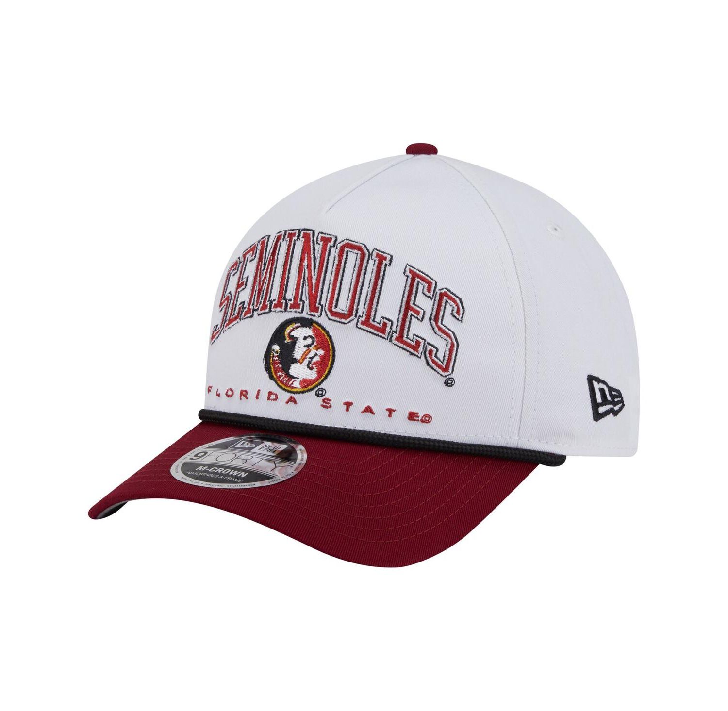 Men's White/Garnet Florida State Seminoles Arch Two-Tone Rope 9FORTY A-Frame M-Crown Adjustable Hat