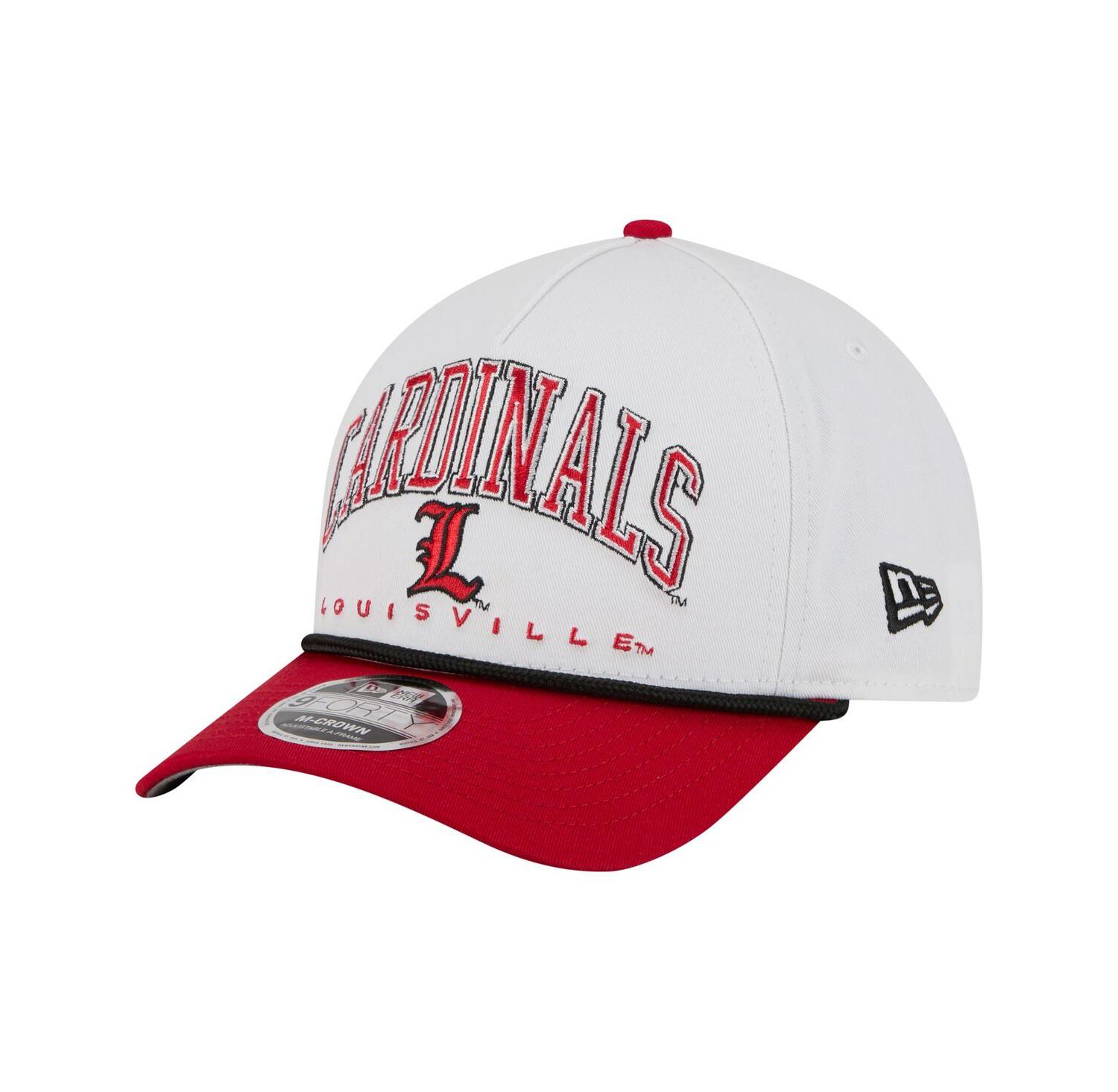 Men's White/Red Louisville Cardinals Arch Two-Tone Rope 9FORTY A-Frame M-Crown Adjustable Hat