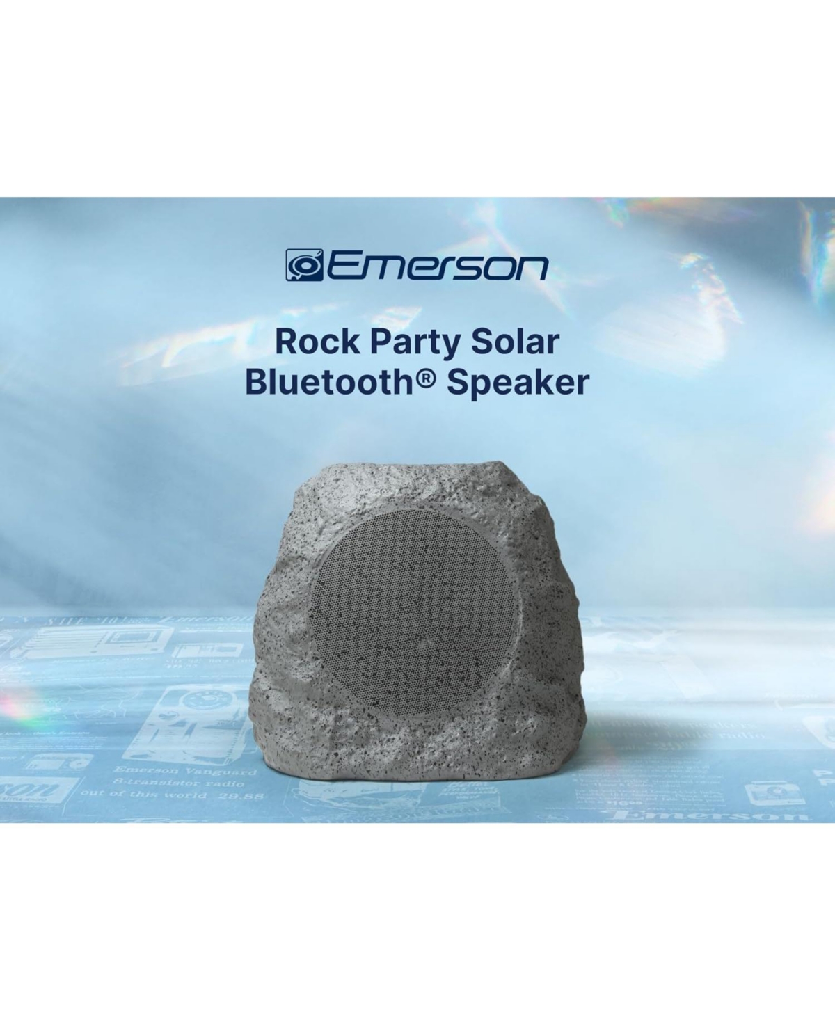 Emerson Ers-1001 Bluetooth Waterproof Outdoor Rock Speaker with Solar Charging