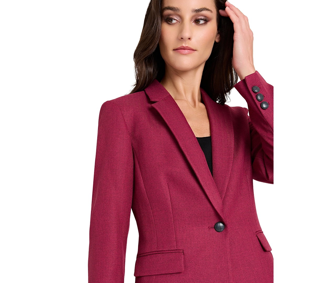 Tahari Asl Women's Herringbone Peak Lapel Blazer, Regular And Petite In Pink