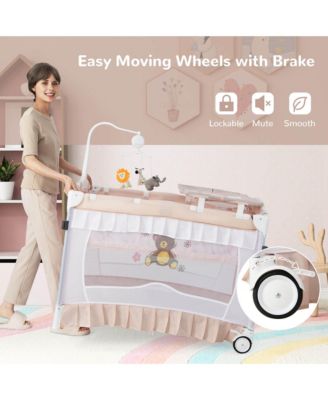 Girls Ortable Playpen Crib Cradle Bassinet Changing Pad Mosquito Net Toys w Bag