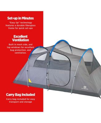8 Person 3 Season Easy Up Camping Dome Tent with Rainfly & Porch, Blue