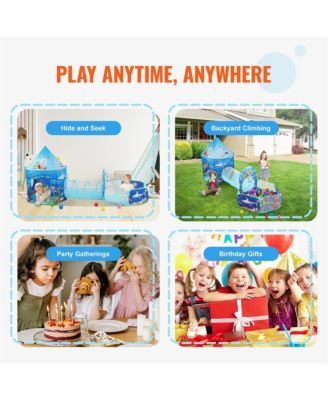 Tent with Tunnel and Basketball Hoop for Boys and Girls with Carrying Bag and Banding Straps